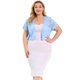 thumbnail image 4 of Women's Plus Size Shrug Cardigan Lace Allover Open Front Short Sleeve Crop Bolero Jacket Light Blue 4X, 4 of 7