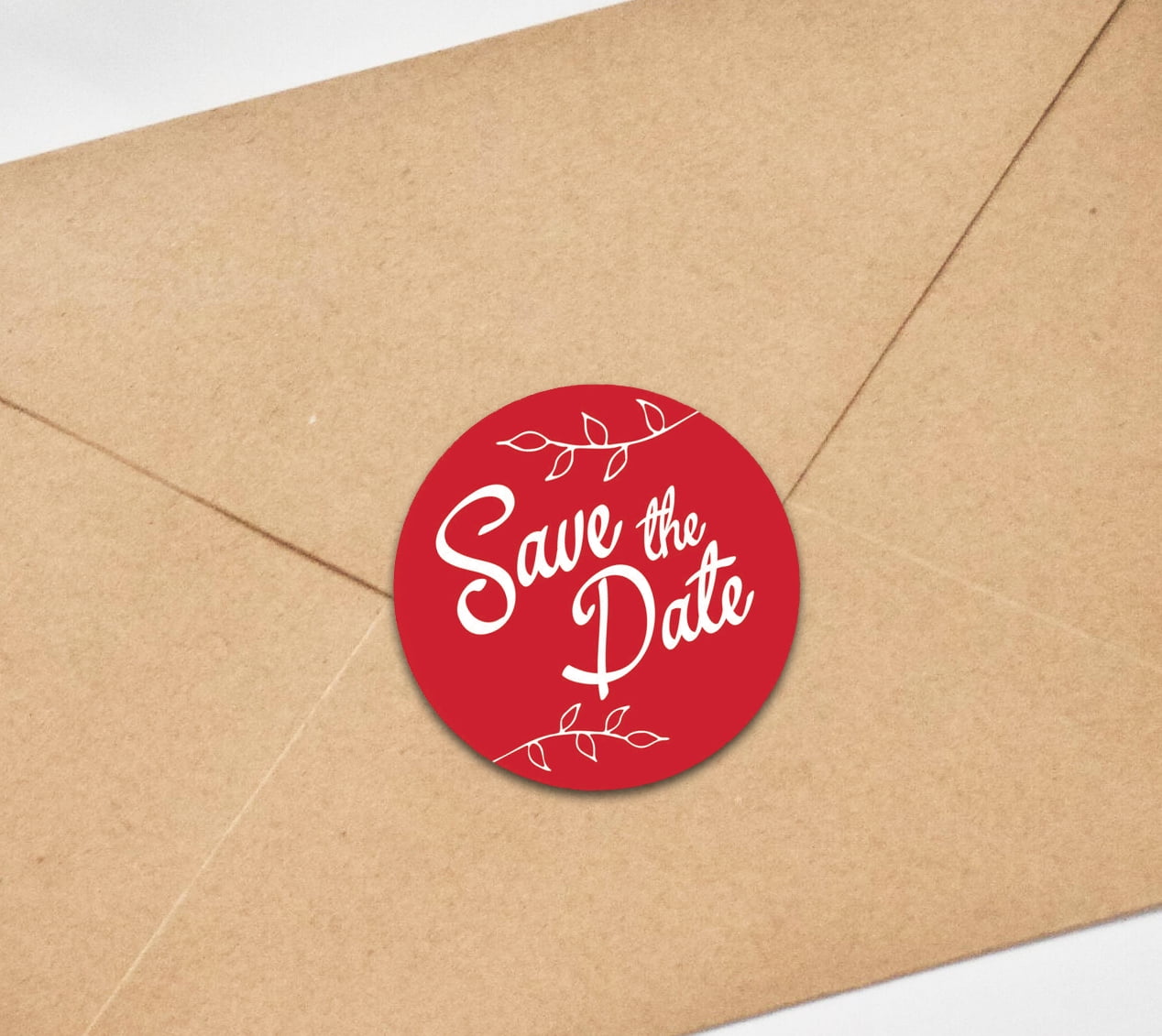Darling Souvenir DIY 45 Pcs White Leaf Vines Save The Date Stickers Round  Envelope Seal-1.6 Inches
