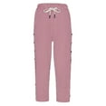 thumbnail image 4 of ANINEO Women's Summer Breathable Striped Drawstring Back Pocket Side Buckle Capris Casual Pants Solid Color Calf Length Leisure Daily Female Trousers, 4 of 8