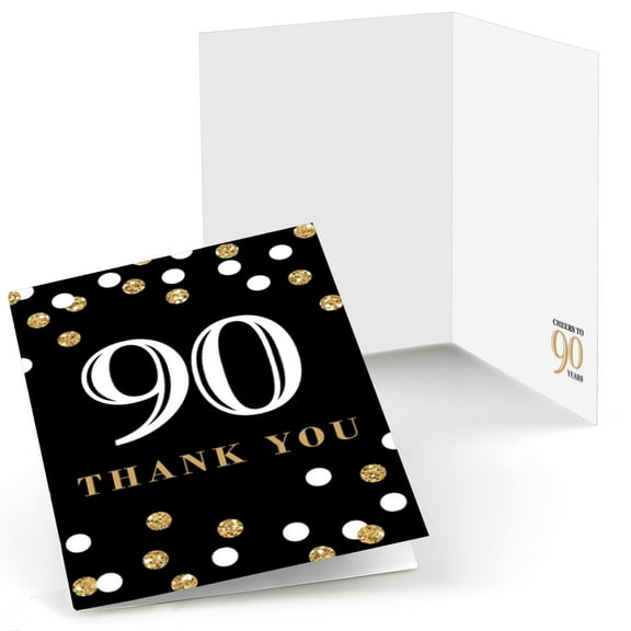 Big Dot of Happiness Adult 90th Birthday - Gold - Birthday Party Thank You Cards (8 count)
