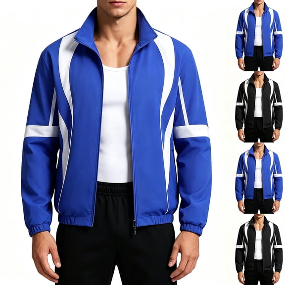 Mens Zip Up Jacket Color Block Urban Hip Hop Premium Track Jacket Sportswear Urbanwear Streetwear Fashion Top