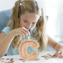 Dongrere Wooden Money Box - Personalized Letter Bank with Clear View Window for Coin, Ideal Christmas or Birthday Gift