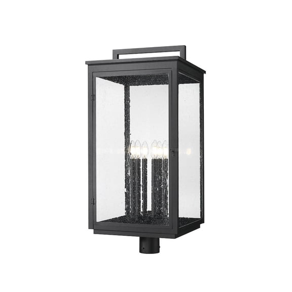 Z-Lite Hartwell 6 Light Outdoor Post Mount Fixture in Sand Black color, Aluminum frame