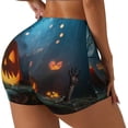 thumbnail image 2 of Xecao Spooky Halloween Print Workout Shorts for Women Soft Smooth Gym Yoga Scrunch Active Tennis Workout Running Shorts, 2 of 9