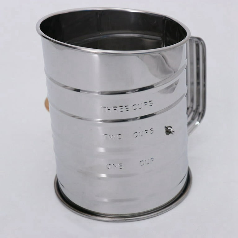 Natizo Stainless Steel 3-Cup Flour Sifter - Lid and Bottom Cover