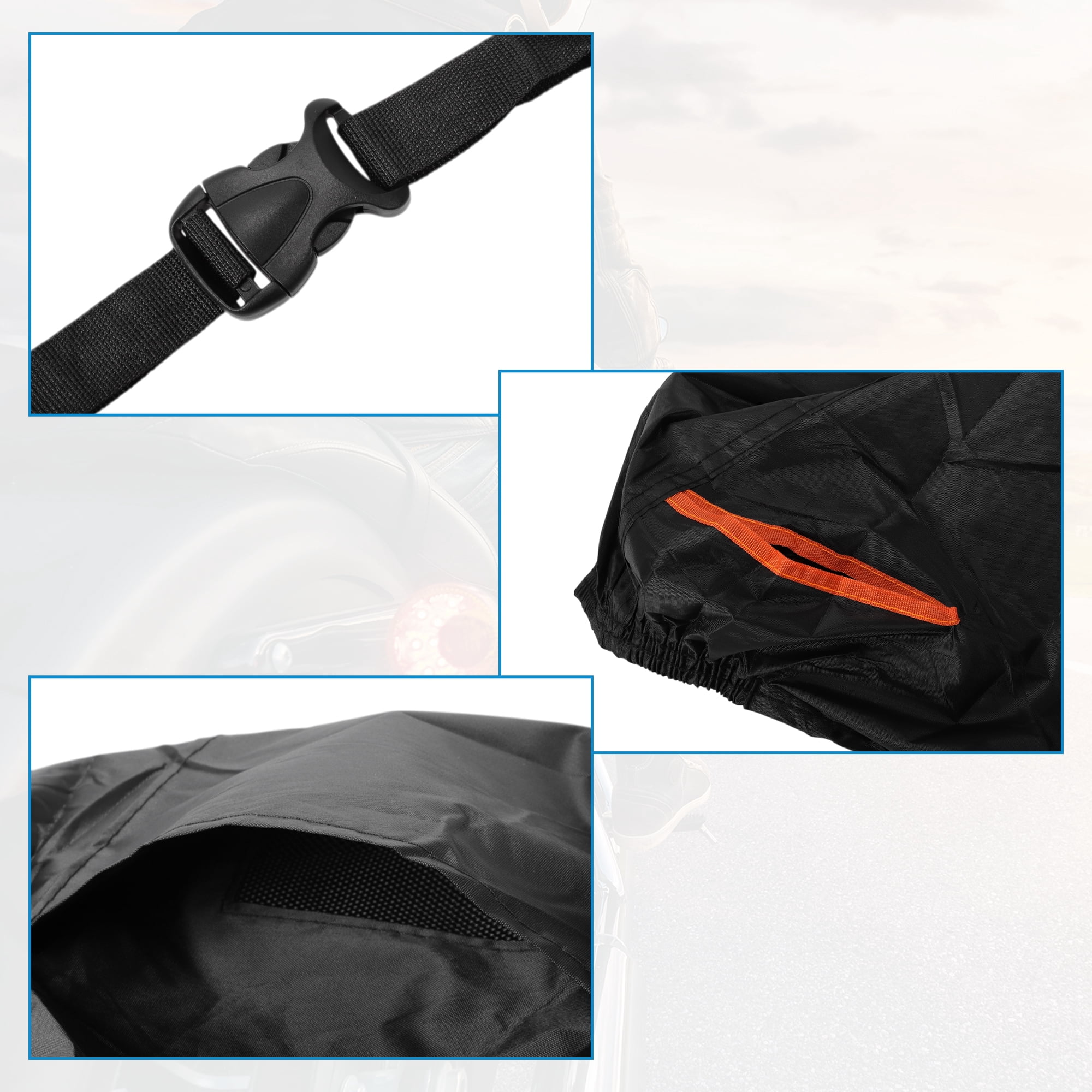 Unique Bargains Full Cover Motorcycle Cover 210D-PU Black for Kawasaki Z900RS 2018-2024 Outdoor Waterproof Motorbike Cover