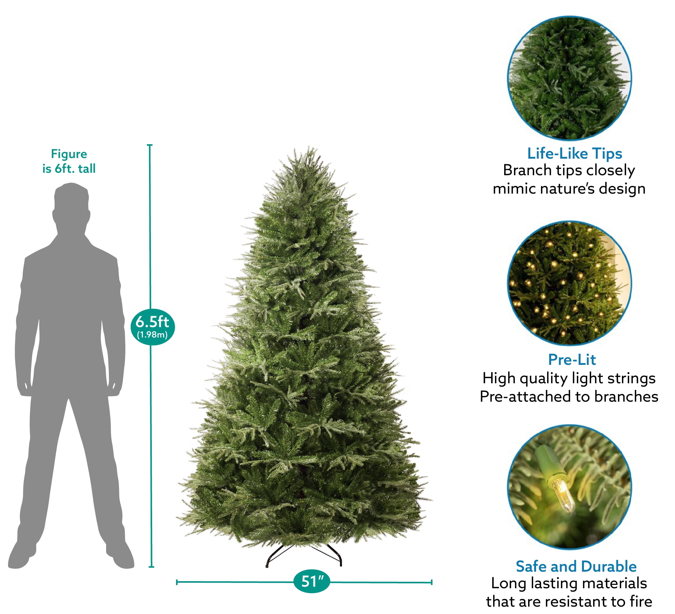 Naomi Home Camden 6.5ft Prelit Christmas Tree with 400 Warm Lights