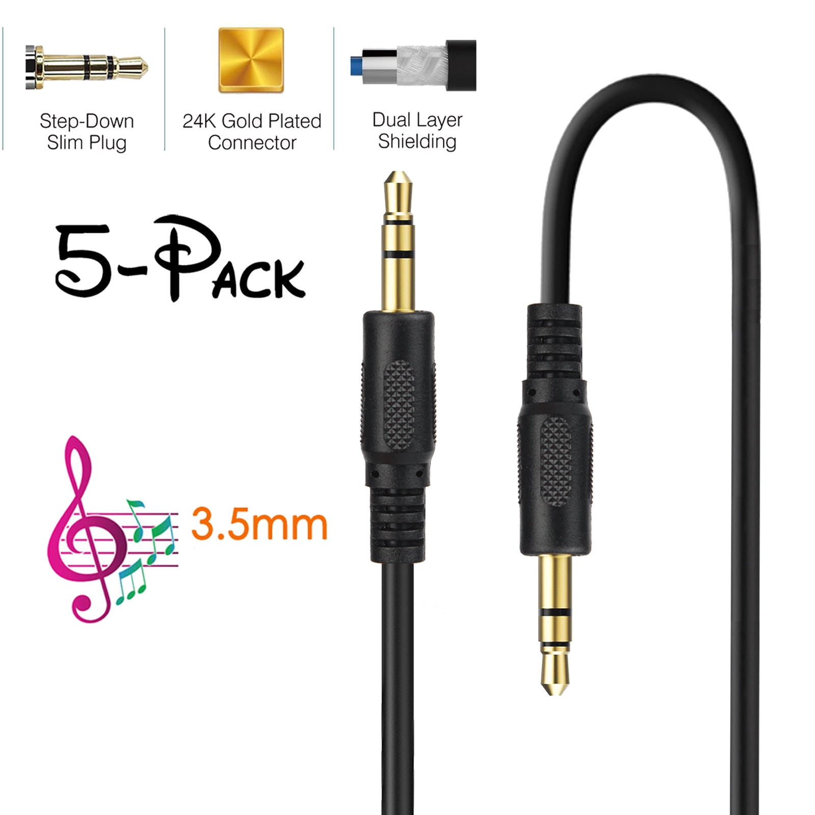 3.5mm Jack Male to Male Car Aux Auxiliary Cord Stereo Audio Cable PC Phone lot