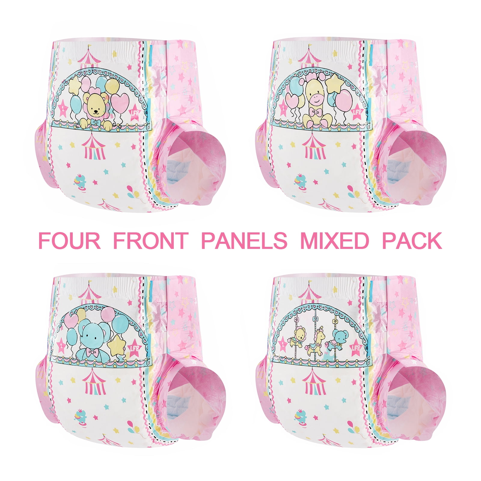 Littleforbig Printed Diaper 10 Pieces - Little Circus (Medium 28"-38") Little Circus Medium (Pack of 10)