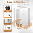 thumbnail image 4 of Polup 71“ Tall Metal Sturdy Armoire Wardrobe Closet with Three Drawers, White Wardrobes with Doors and Shelves, 4 of 8