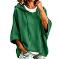 thumbnail image 3 of HongQid Womens Hoodie Drawstring Hood Short Batwing Sleeve Cropped Oversized Spring Fall Long Sleeve Ladies Trendy Casual Outfit Clothing Pullover Sweatshirt, 3 of 10