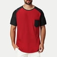 thumbnail image 2 of T-Shirts pour Hommes Col Rond T-Shirts pour Hommes T-Shirts à Blocs de Couleur avec Poche, T-Shirts à Manches Courtes T-Shirts Basiques d'Été Hauts de Sport, 2 of 8