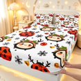 thumbnail image 4 of Erosebridal Transitional Ladybug King Sheets,Snowflakes Bedding,Green Red,4pcs,1 Flat Sheet,1 Fitted Sheet and 2 Pillowcases, 4 of 6