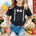 thumbnail image 2 of Toddler Girls Short Sleeve T-Shirts Crewneck Tops Easter Graphic Print T Shirt Top Size 3-4T , Black, 2 of 4