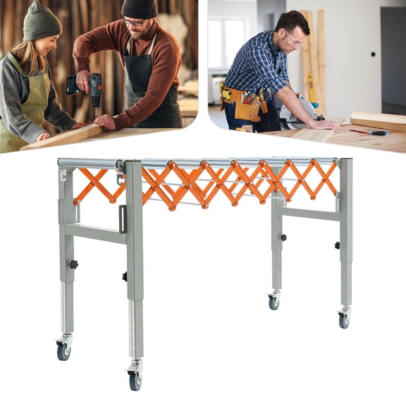 Adjustable Roller Conveyor, 110 lbs Flexible and Extendable Conveyor Roller Table with Wheels, Adjustable Length 18-51in Height 20-31in Width Adjustable Conveyor Table