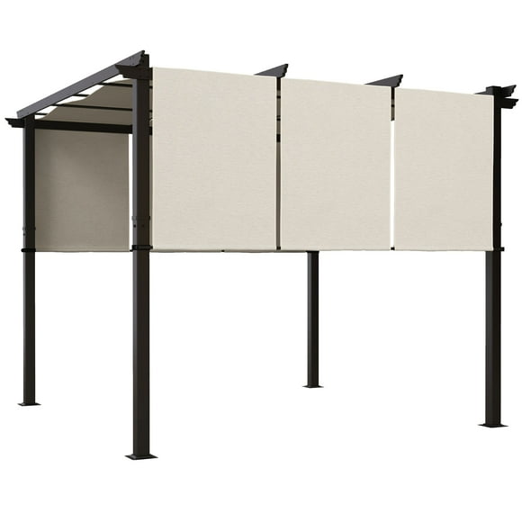 Outsunny 10' x 10' Metal Pergola with Retractable Canopy for Patio, Deck