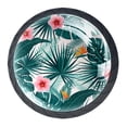 thumbnail image 2 of 4 Pcs Tropical Floral Palm Knobs for Kitchen Cabinet Cupboard Dresser Bookcase Drawer Pulls Handles Round Home Decor, 2 of 7