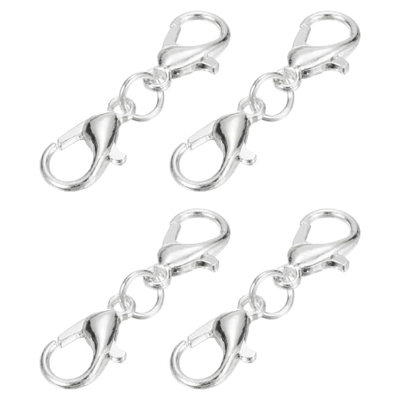 Bracelet Extender, 4Pcs - Double Lobster Claw Clasps Necklace Extenders, Connector Extension Clasp and Closure for DIY Making Jewelry Chain (25mm/0.98", Bright Silver)