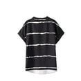 thumbnail image 5 of VEKDONE Stripe Short Sleeve T-shirt for Women Button V-Neck Shirts Summer Loose Fit Tops Lightweight Casual Tees Soft Comfy Blouse Camiseta de manga corta, 5 of 8