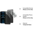 thumbnail image 3 of [2+2 Pack] iPhone 12 Pro Max Privacy Screen Protector with Camera Lens Protector, Anti Spy Private Tempered Glass Film, 3 of 4