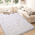 thumbnail image 3 of Janvonne Soft Fluffy Shaggy Area Rug, 5'x 7' White Plush Fuzzy Carpet for Bedroom Living Room, Non-Slip Modern Indoor Shag Rug for Kids Room Nursery Home Decor, 3 of 8