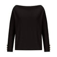 thumbnail image 4 of GigrtiJin Women Long Sleeve off the Shoulder Tops Casual Loose Button Solid Color Going out Pullover Sweatshirt, 4 of 7