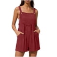 thumbnail image 3 of Women's Solid Color Sleeveless Jumpsuit Romper Mid Rise Relaxed Fit with Functional Pockets Perfect for Casual Outings Summer Vacations or Daily Wear Versatile JASKFLY Wine M, 3 of 8