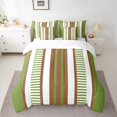 thumbnail image 2 of Homewish Lines Stripes Artwork 7-Piece Bedding Comforter Set,Geometric Stripes King Bedding Sets,Green Beige Brown Bed Sheets For Adult,Luxury Bedroom Decor Reversible, 2 of 8