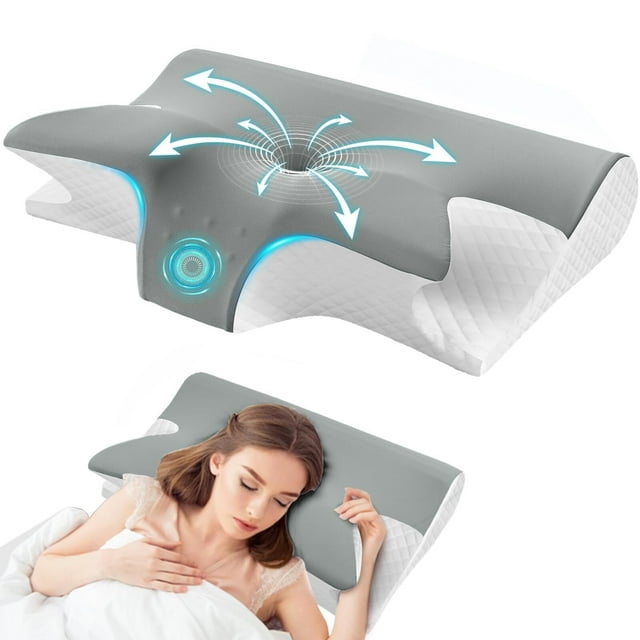 Almohada Memory Foam, Almohada Cervical para Aliviar el Dolor de Cuello, Almohada Ortopédica Ergonómica para Personas Que Dormir de Lado, Boca Arriba o Boca Abajo, con Fundas de Almohada