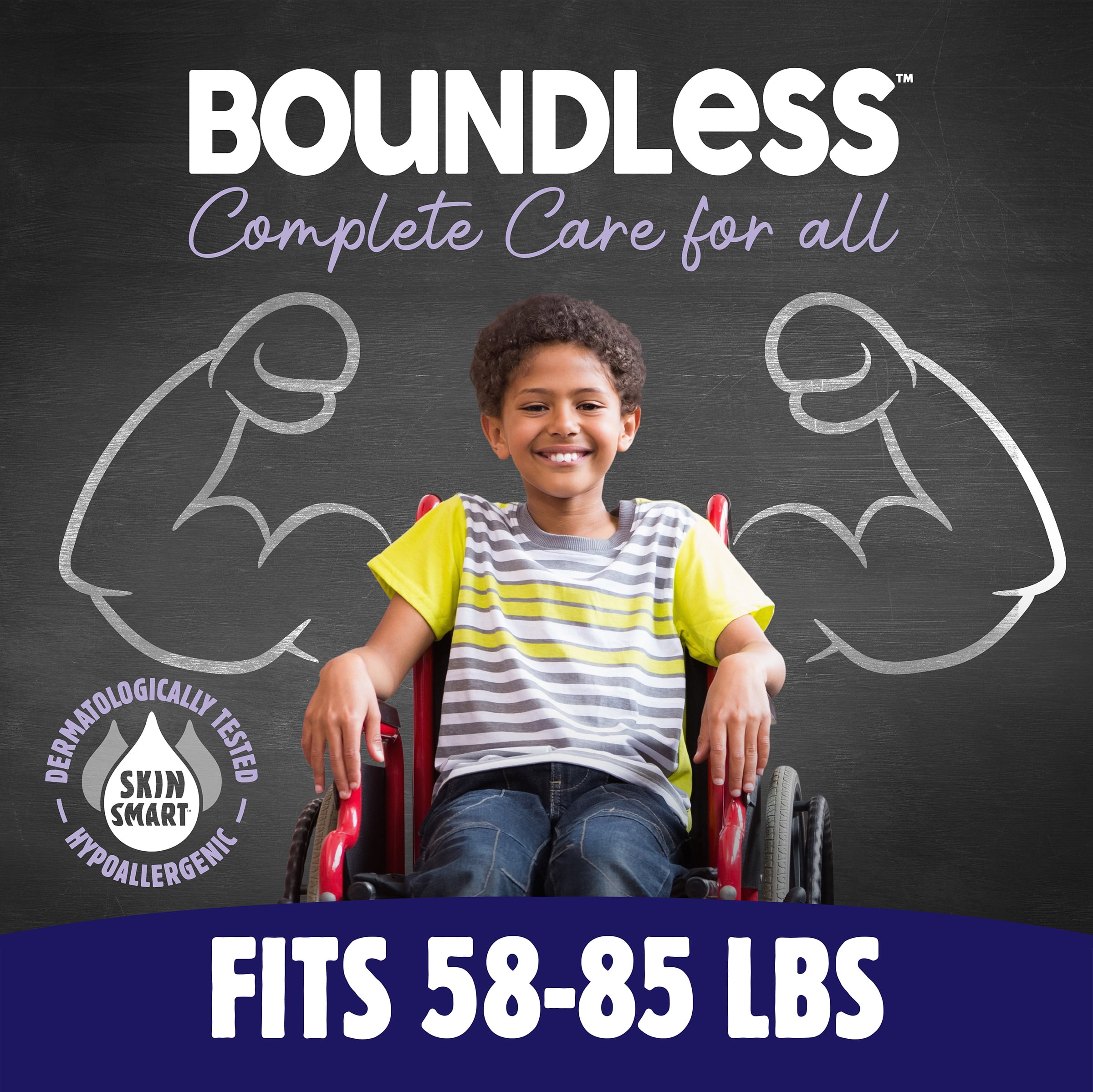 Boundless by Cuties Youth Diapers | Up to 12 Hours of Protection | Skin Smart, Absorbent & Hypoallergenic Youth Diapers with Flexible & Secure Tabs | Size 8 | 80 Count