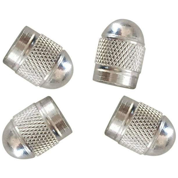 Majic Set of 4 Aluminum Metal Auto Car Tire Stem Valve Caps Silver Dome