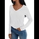 thumbnail image 3 of Camisetas con Cuello en V para Mujer, Blusas de Encaje de Larga, Holgadas, Elegantes e Informales, para Otoño e Invierno, A . XXL, 3 of 8