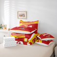 thumbnail image 5 of Feelyou Football Athlete Helmet Bedding Comforter Set 7 Pieces, Red Gold Abstract Full Bedding Set, Rugby Sports Theme Reversible Fitted Sheet Flat Sheet, Microfiber Bedroom Decor, 5 of 7