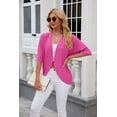 thumbnail image 4 of Spring And Summer Solid Color Circle Short-sleeved Cardigan Casual Loose Top For Women, 4 of 8