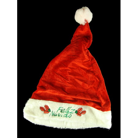 Club Pack of 144 Red Embroidered Feliz Navido Santa Claus Christmas Hats Accessories