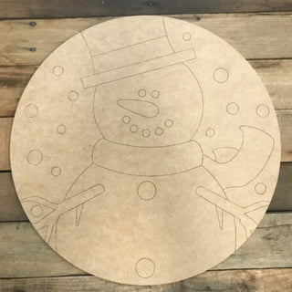 Christmas Snowman at the Blank Sign Wood Shape, Paint by Line