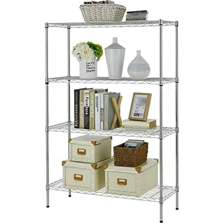 

4 Tier ire Shelving Unit Metal Steel Shelves Adjustable Storage Organizer 1000 LBS Capacity 54 Inch H X 36 Inch X 14 Inch D Garage Shelving Rack For Office Kitchen Pantry Chrome