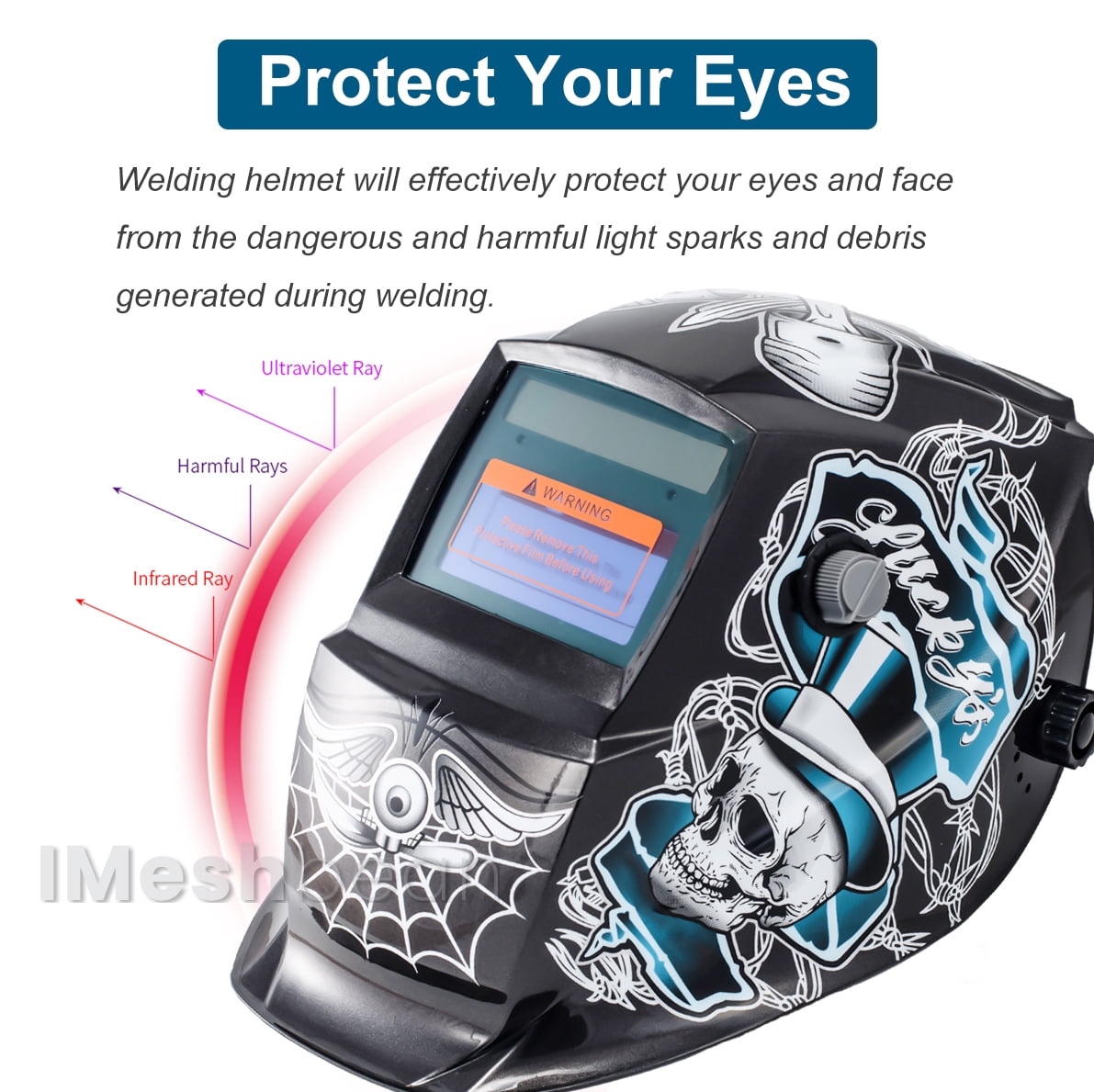 iMeshbean Solar Auto Darkening Welding Helmet Arc Tig Mig Mask Grinding Hood Mask with Bag