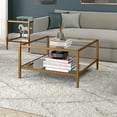 thumbnail image 2 of Evelyn&Zoe Hera 32" Wide Square Coffee Table with Mirror Shelf, Antique Brass, 2 of 9