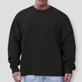 thumbnail image 2 of safuny Men's Casual Sports Activewear Loose Tops Big&Tall Outwear Solid Color Pullover Long Sleeve Shirts Fashion Crew Neck Sweatshirts Black L, 2 of 6