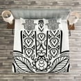 thumbnail image 3 of Ambesonne Hamsa Quilted Bedspread Set 3 Pcs, Evil Eye Oriental Eastern, King Size, White Black, 3 of 3