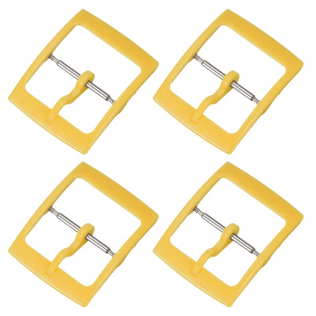 Uxcell 4 Pcs Hebilla de Reemplazo para Banda de Reloj, Cierre de Correa de Reloj de Plástico de 16 mm para Correas de Reloj de Cuero Silicona Nylon Lona, Amarillo