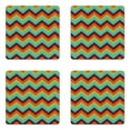 thumbnail image 1 of Chevron Coaster Set of 4, Vintage Zigzag Pattern Royal Jagged Regular Limitless Simple Traces Art Work, Square Hardboard Gloss Coasters, Standard Size, Multicolor, by Ambesonne, 1 of 2
