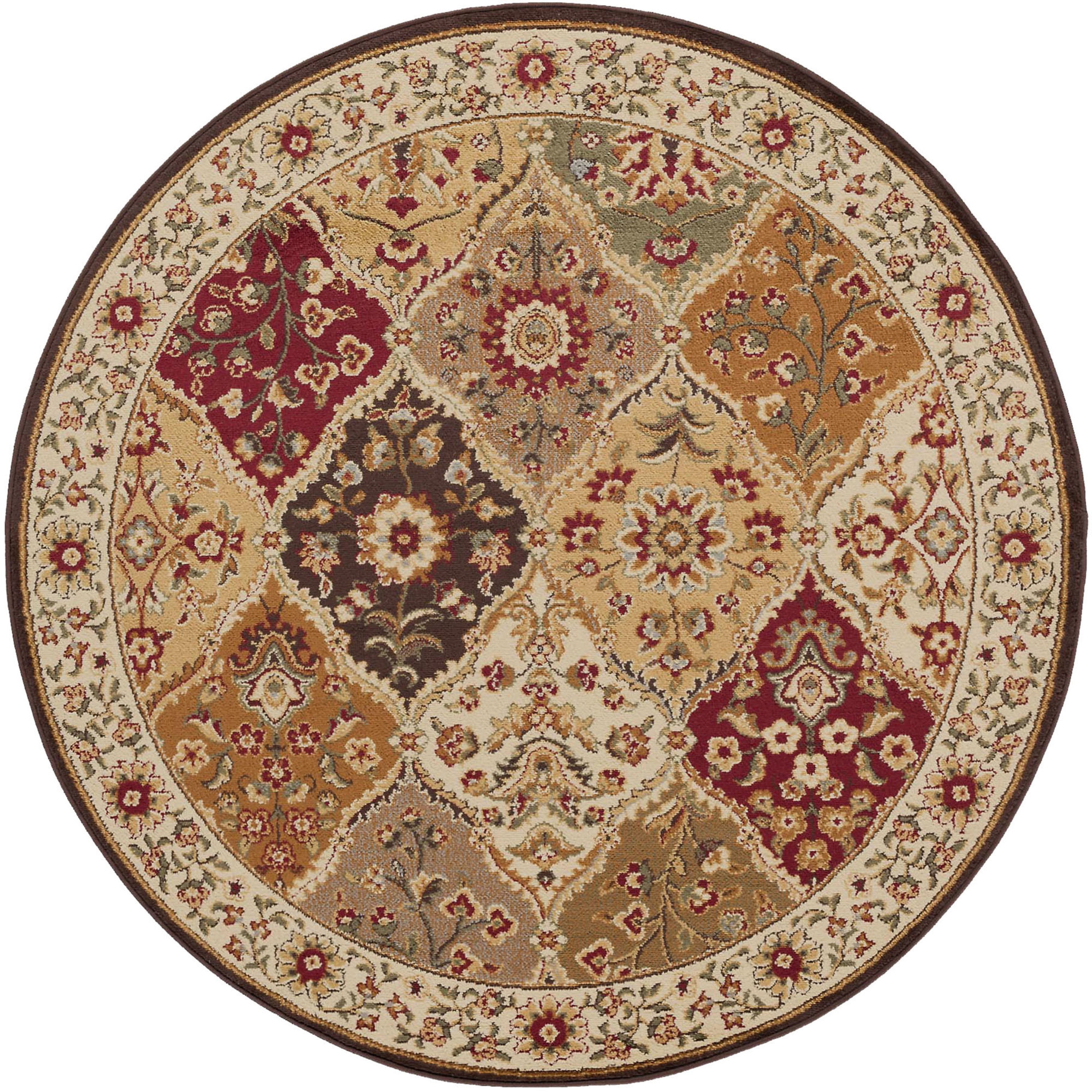 Elegance Traditional 6'x6' Round Multicolor Polypropylene Indoor Area Rug