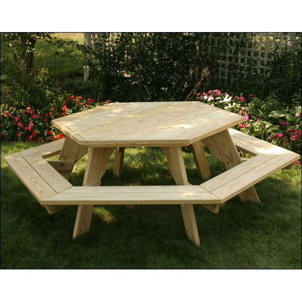 Treated Pine Hexagon Picnic Table