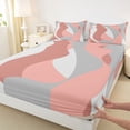 thumbnail image 3 of jejeloiu Modern Geometric Striped Queen Sheet Sets,Pink White Gray Bed Set For Girls Kids 4pcs, 3 of 7