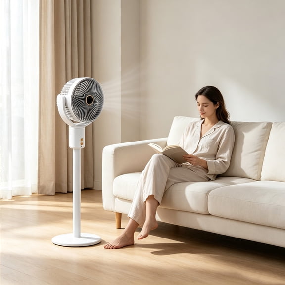 USB Rechargeable Oscillating Floor Fan with Remote Control, Quiet Cordless Standing Fan with Adjustable Tilt, Portable Quiet Electric Fan for Bedroom, Office & Camping