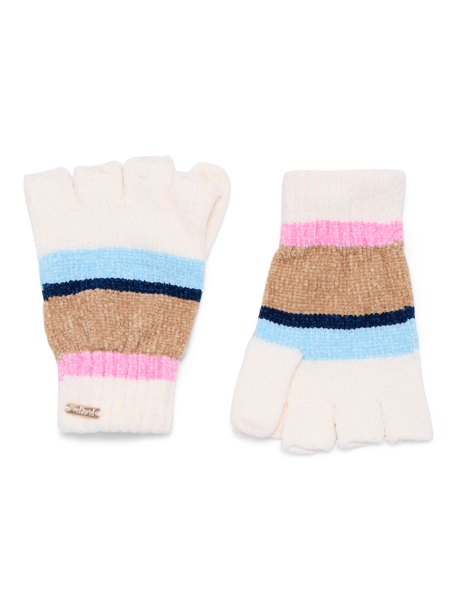 Packed Party Cozy Stripes Chenille Hat and Gloves Set, Ivory