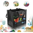 thumbnail image 5 of 1Pc Reusable Grocery Bags, Shopping Bags for Groceries, Black Non-Woven Fabric Multifunctional Shopping Bag with Reinforced Handles & Thick Plastic Support Bottom yo Hold 50+ Pounds of Groceries, 5 of 7