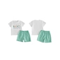 thumbnail image 2 of BemeyourBBs Toddler Baby Boy Birthday Outfit 6 12 18 24 Months 2 3 4 Years Baby Boy Summer Clothes Cute Animals Dinosaurs Embroidery Short Sleeve T Shirt Tops with Plaid Pockets Shorts 2Pcs Set, 2 of 9